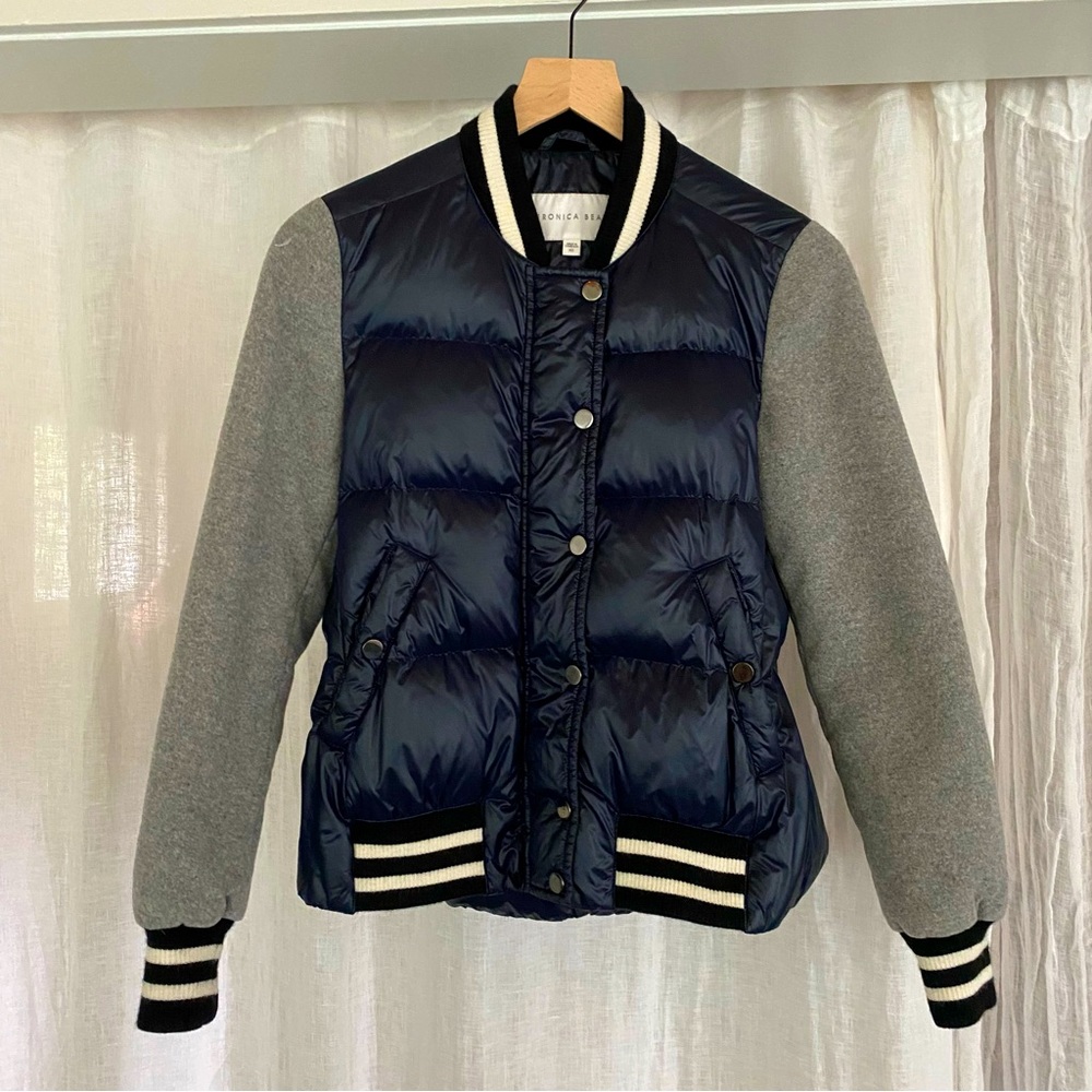 Veronica Beard Puffer Bomber Varsity Jacket